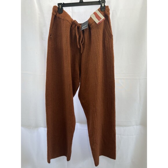 DKNY Cashmere blend Women’s Sz XLKNIT WIDE LEG LOUNGE Pants Camel Brown NEW!